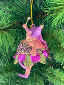 Pummelelfe Baumschmuck Figur Dicke Elfe mini Fee lila-grün Hänger Ostern Frühling Weihnachten 8cm