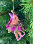 Pummelelfe Baumschmuck Figur Dicke Elfe mini Fee lila-grün Hänger Ostern Frühling Weihnachten 8cm