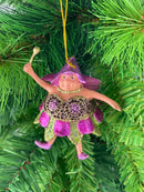 Pummelelfe Baumschmuck Figur Dicke Elfe mini Fee lila-grün Hänger Ostern Frühling Weihnachten 8cm