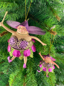 Pummelelfe Baumschmuck Figur Dicke Elfe mini Fee lila-grün Hänger Ostern Frühling Weihnachten 8cm