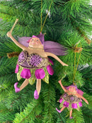 Pummelelfe Baumschmuck Figur Dicke Elfe mini Fee lila-grün Hänger Ostern Frühling Weihnachten 8cm