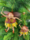 Pummelelfe Baumschmuck Figur Dicke Elfe mini Fee kupfer-gold-grün Hänger Ostern Frühling Weihnachten 8cm