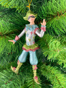 Christbaumschmuck Figur Harlekin Deko Hänger silber blau rosa grün 14cm