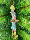 Christbaumschmuck Figur Harlekin Deko Hänger silber blau rosa grün 14cm