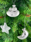 Christbaumschmuck 3er Set Süße Träume Deko Hänger Mond Stern Wolke Kunststoff