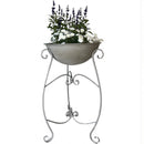 Schale rund abnehmbar auf Ständer Pflanzschale Aufsatz zum Befüllen Bepflanzen Metall hellgrau in drei Größen