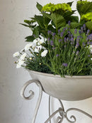 Schale rund abnehmbar auf Ständer Pflanzschale Aufsatz zum Befüllen Bepflanzen Metall hellgrau in drei Größen