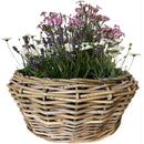 Pflanzschale Blumenschale Rattangeflecht Pflanzgefäß rund niedrig Rattan-Umrandung 18cm hoch 40cm Durchmesser