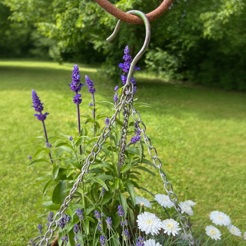 Korb Blumenkorb zum Hängen dekorativ für Blumen zum Befüllen Bepflanzen Metall grau matt in drei Größen
