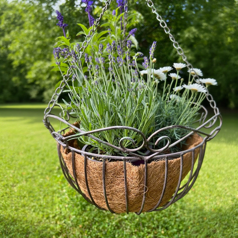 Korb Blumenkorb zum Hängen dekorativ für Blumen zum Befüllen Bepflanzen Metall grau matt in drei Größen