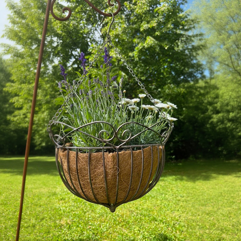 Korb Blumenkorb zum Hängen dekorativ für Blumen zum Befüllen Bepflanzen Metall grau matt in drei Größen