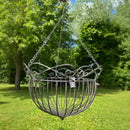 Korb Blumenkorb zum Hängen dekorativ für Blumen zum Befüllen Bepflanzen Metall grau matt in drei Größen