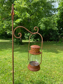 Laterne aus Metall mit Edelrost mit klarem Pressglas Kerzenhalter Rost Deko Leuchtfeuer Gartendeko Edelrost 40cm hoch