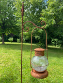 Laterne aus  Metall mit Edelrost mit abgerundetem Cracle Glas Kerzenhalter Rost Deko Leuchtfeuer Gartendeko Edelrost in zwei Größen