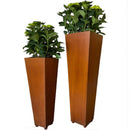 Pflanzgefäß Säule groß Kübel quadratisch konisch Metall mit Edelrost 77,5cm Gesamthöhe