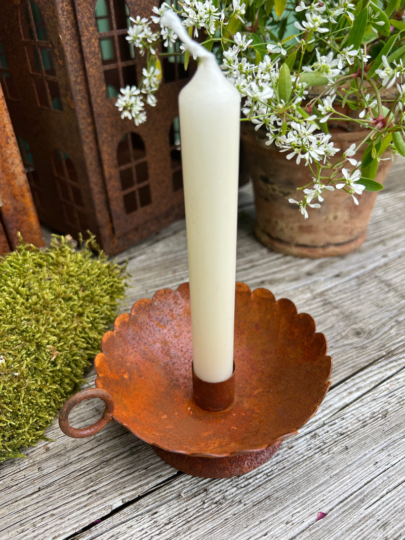Kerzenhalter SENSEI für Stabkerzen Metall mit Edelrost Wachsschutz vintage shabby rustikal H/dia: 5/11,5cm
