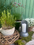 Kerzenhalter URBAN aus Blech Rückwand vintage shabby rustikal mit Griff H/B/T: 22/14,5/11cm