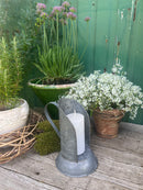 Kerzenhalter URBAN aus Blech Rückwand vintage shabby rustikal mit Griff H/B/T: 22/14,5/11cm