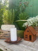 Gartendeko Haus in zwei Größen Laterne Gartenlicht zum Stellen Metall mit Edelrost Deko