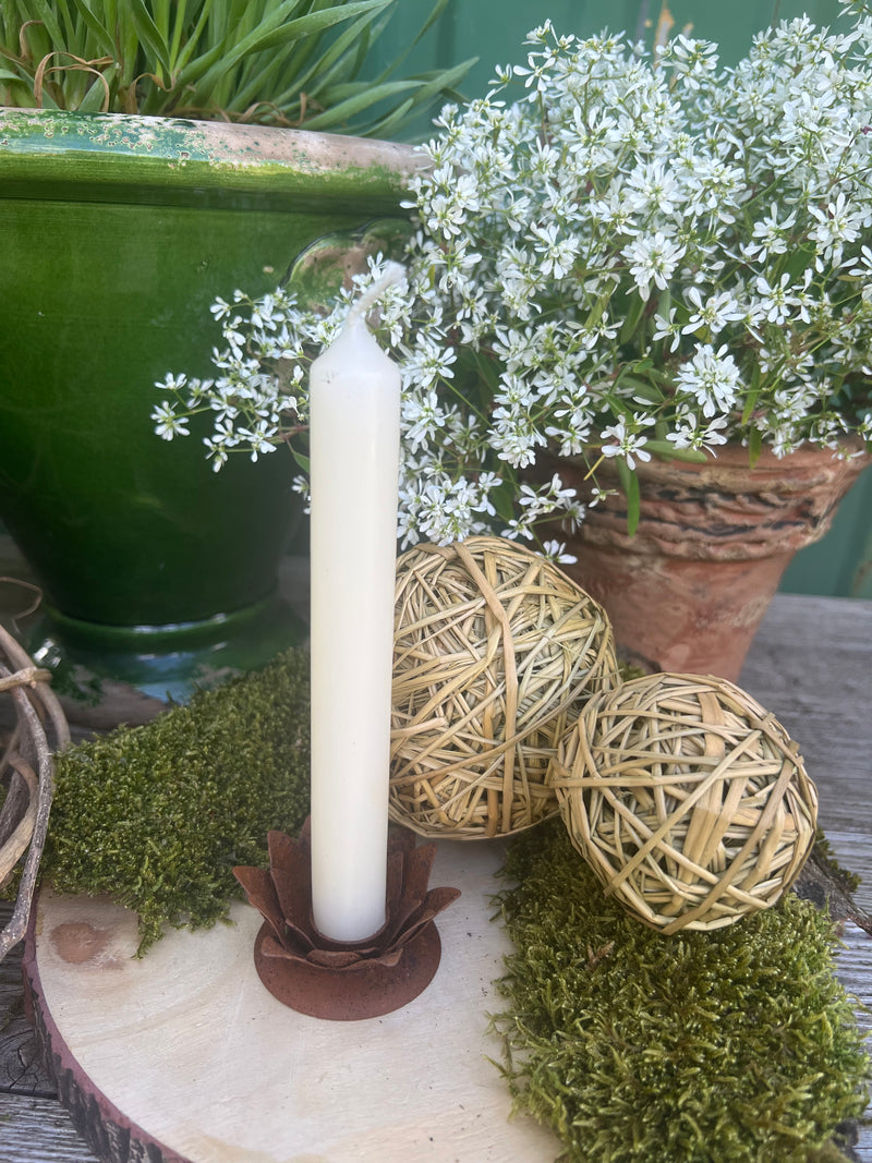 Kerzenhalter LOTTI für Stabkerzen Metall mit Edelrost  Blütenform vintage shabby rustikal H/dia: 3/6,5cm
