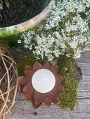 Kerzenhalter PAULA für Stumpenkerzen Metall mit Edelrost Blütenform vintage shabby rustikal H/dia: 4/18cm
