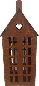 Gartendeko Haus hoch mit Herz Laterne Gartenlicht Gartendeko zum Stellen Metall Rost Deko 32cm hoch