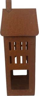 Gartendeko Haus hoch mit Herz Laterne Gartenlicht Gartendeko zum Stellen Metall Rost Deko 32cm hoch