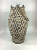 Bambuslaterne Laterne Kerzenhalter Garten Outdoor Indoor mit Glas und Kordel in drei Größen