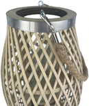 Bambuslaterne Laterne Kerzenhalter Garten Outdoor Indoor mit Glas und Kordel in drei Größen