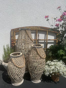 Bambuslaterne Laterne Kerzenhalter Garten Outdoor Indoor mit Glas und Kordel in drei Größen