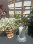 Kerzenhalter URBAN aus Blech Rückwand vintage shabby rustikal mit Griff H/B/T: 22/14,5/11cm