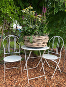 Pflanzschale Blumenschale Rattangeflecht Pflanzgefäß rund niedrig Rattan-Umrandung 18cm hoch 40cm Durchmesser