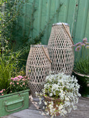 Bambuslaterne Laterne Kerzenhalter Garten Outdoor Indoor mit Glas und Kordel in drei Größen