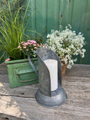 Kerzenhalter URBAN aus Blech Rückwand vintage shabby rustikal mit Griff H/B/T: 22/14,5/11cm