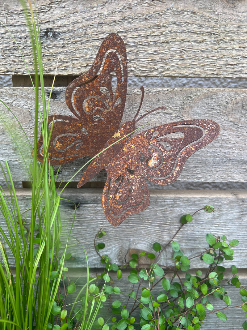 Gartendeko Schmetterling Metall mit Edelrost inkl. Dorn/Schraube Insekt Baumtier Metall Rost Deko