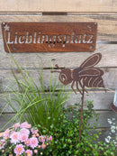 Biene Rost Deko Stecker Bodenstecker Gartendeko Stab Edelrost Beetstecker 47cm Gesamthöhe