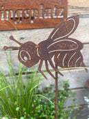 Biene Rost Deko Stecker Bodenstecker Gartendeko Stab Edelrost Beetstecker 47cm Gesamthöhe