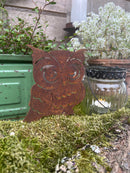 Gartendeko Eule mit Dorn Schraube zum Befestigen Baumtier Metall Rost Deko