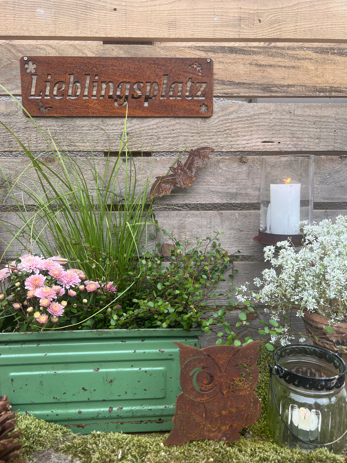 Gartendeko Lieblingsplatz Schild Wanddekoration Rost