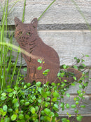 Gartendeko Katze mit Konturen Schraube Baumtiere sitzend Metal mit Edelrost Deko 15cm x 19,5cm