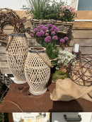 Bambuslaterne Laterne Kerzenhalter Garten Outdoor Indoor mit Glas und Kordel in drei Größen