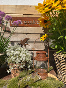 Laterne aus Metall mit Edelrost mit klarem Pressglas Kerzenhalter Rost Deko Leuchtfeuer Gartendeko Edelrost 40cm hoch