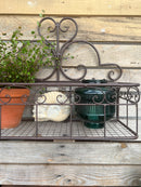 Blumenkasten POZULI Metall Blumenwandkorb H/B/T 41/50/19 cm Eisen, dunkelrostfarben patiniert zur Befestigung an der Außenwand Wandhalterung länglich rechteckig