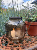 Laterne LAURA Glaslaterne Kerzenhalter zum Hinstellen oder Aufhängen Gartendeko 17cm hoch x 14cm Durchmesser