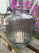 Laterne LAURA Glaslaterne Kerzenhalter zum Hinstellen oder Aufhängen Gartendeko 17cm hoch x 14cm Durchmesser