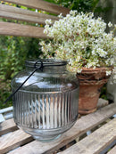 Laterne LAURA Glaslaterne Kerzenhalter zum Hinstellen oder Aufhängen Gartendeko 17cm hoch x 14cm Durchmesser