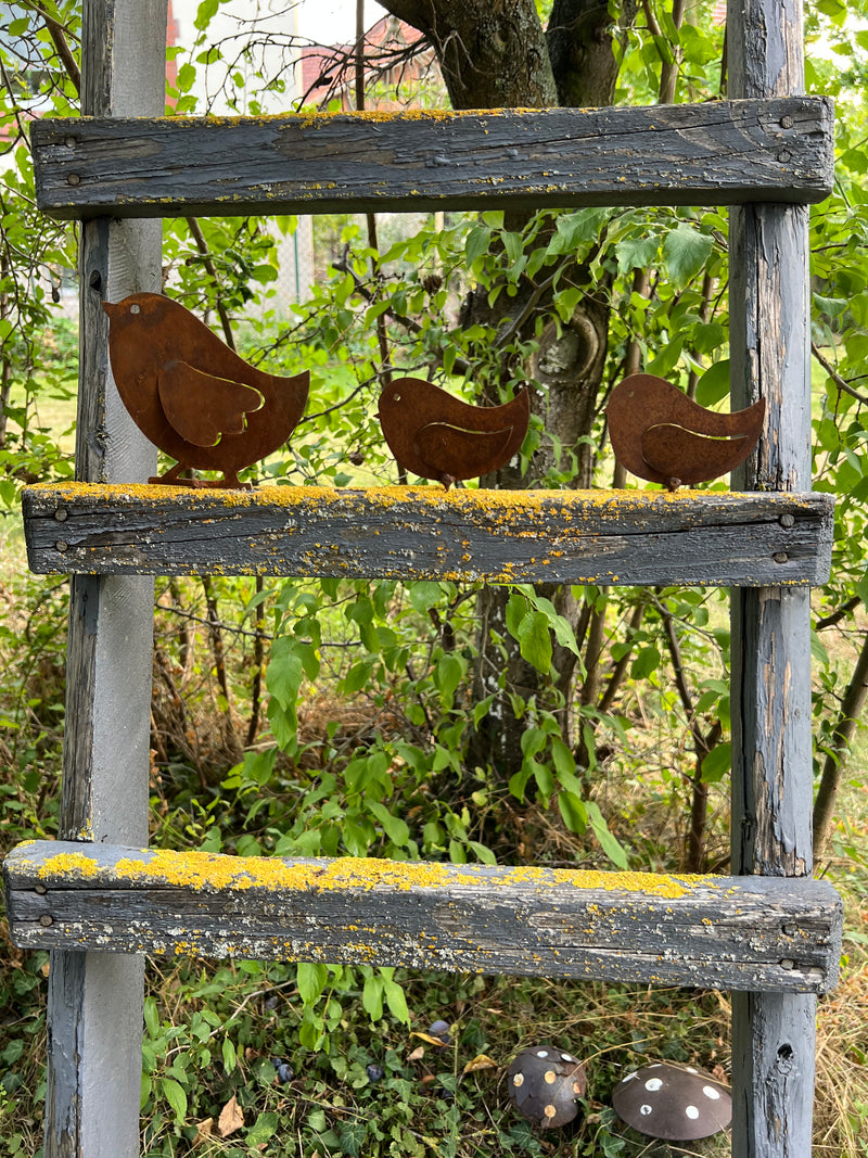 Gartendeko Vögelchen dick groß mit Dorn Schraube Vogel Baumtier Metall Rost Deko 12cm x 11cm