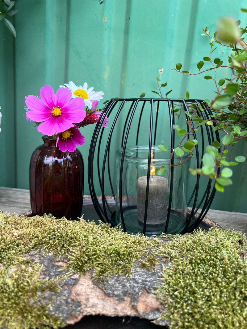 Glasvase JULIA Vase Blumenvase Pressglas Rillen hellbraun oder kirschrot H/dia: 12 / 7 cm