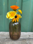 Glasvase JULIA Vase Blumenvase Pressglas Rillen hellbraun oder kirschrot H/dia: 12 / 7 cm