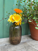 Glasvase JULIA Vase Blumenvase Pressglas Rillen hellbraun oder kirschrot H/dia: 12 / 7 cm